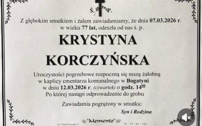 ZMARŁA EMERYTOWANA KATECHETKA ŚP. KRYSTYNA KORCZYŃSKA